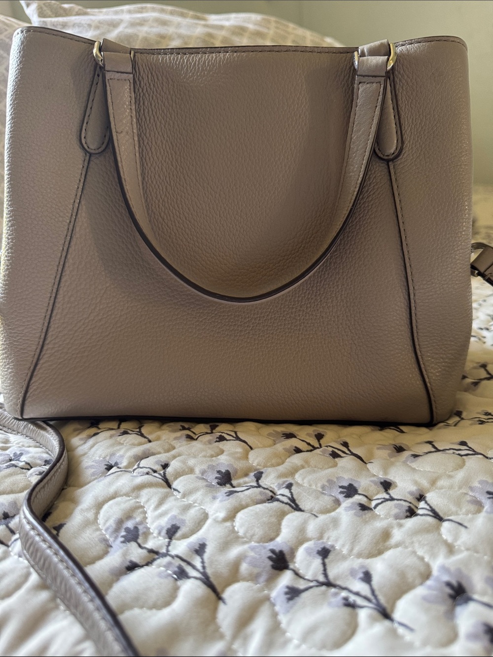 kate spade Taupe Pebbled Leather Tote with Crossbody Strap - Picture 2 of 3